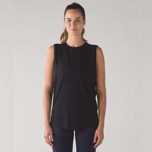 Lululemon Brunswick Muscle Tank Top Black Curved Hem Workout Top